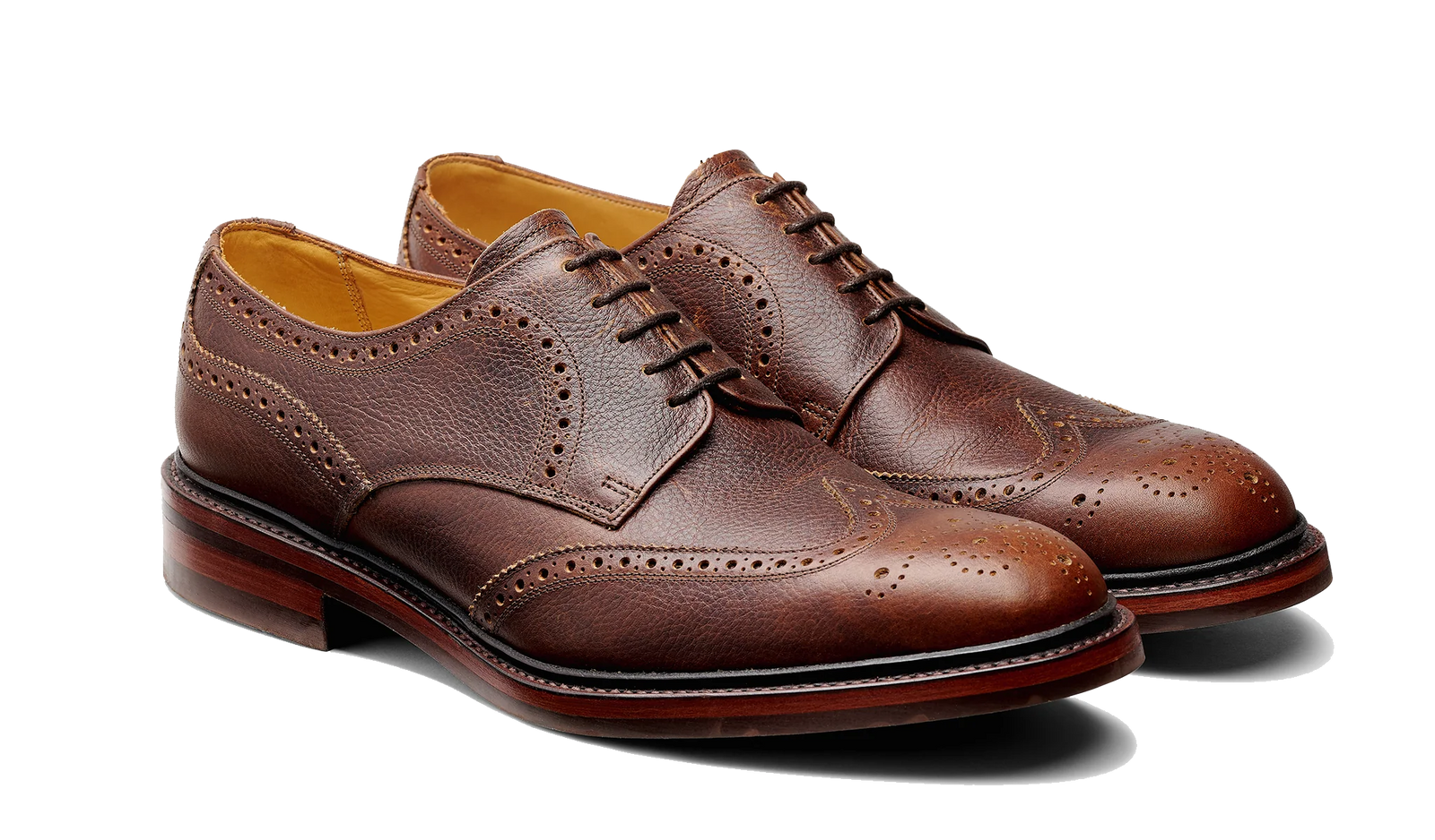 Barker Kelmarsh Wingtip Brogue Derby Shoe -Brown Shadow Calf