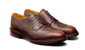 Barker Kelmarsh Wingtip Brogue Derby Shoe -Brown Shadow Calf