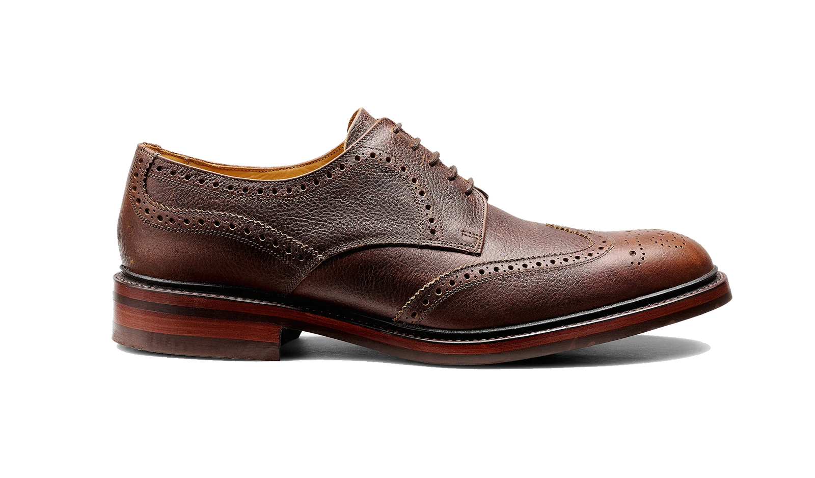 Barker Kelmarsh Wingtip Brogue Derby Shoe -Brown Shadow Calf