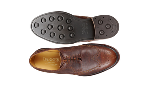 Barker Kelmarsh Wingtip Brogue Derby Shoe -Brown Shadow Calf