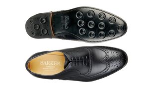 Barker Malton Full Wing Brogue Shoe -Black Calf