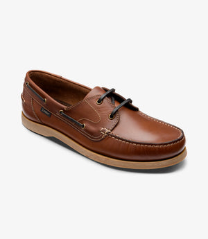 LOAKE Padstow Boat Shoe- Brown Waxy Leather