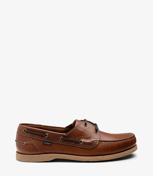LOAKE Padstow Boat Shoe- Brown Waxy Leather