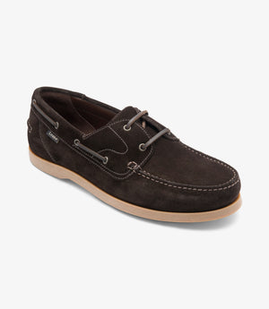 LOAKE Padstow Boat Shoe - Dark Brown Suede
