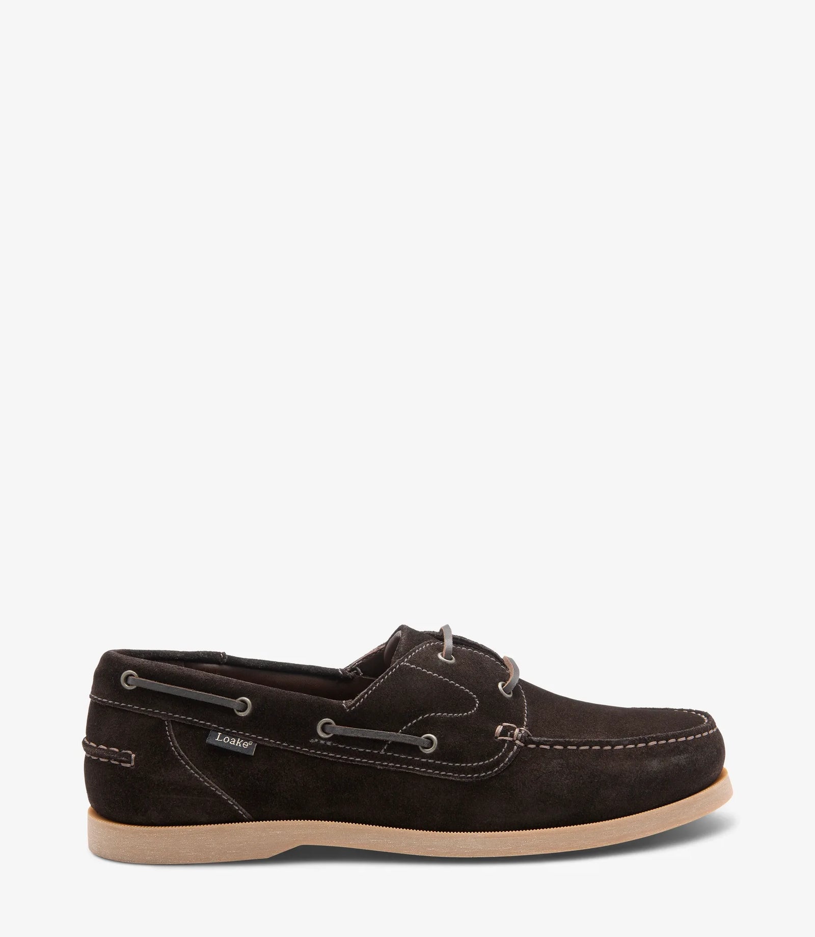 LOAKE Padstow Boat Shoe - Dark Brown Suede
