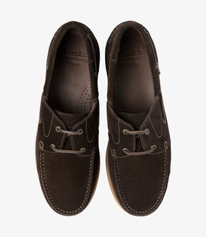 LOAKE Padstow Boat Shoe - Dark Brown Suede