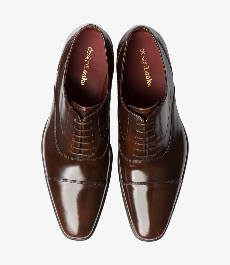 LOAKE Sharp Stylish Toe Cap Oxford Shoe - Dark Brown