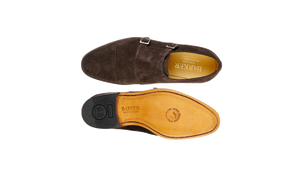 Barker Tunstall Buckle-Monk Shoe  - Ebano Suede