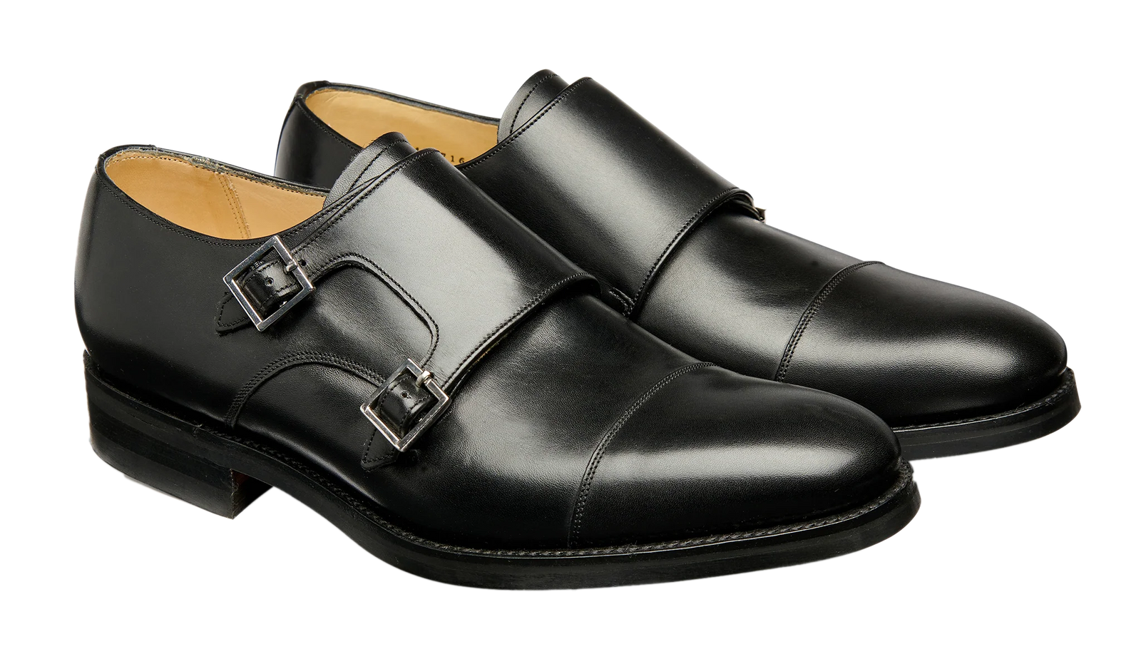 Barker Tunstall Buckle-Monk Shoe  - Black Calf (Rubber Sole)