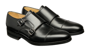 Barker Tunstall Buckle-Monk Shoe  - Black Calf (Rubber Sole)
