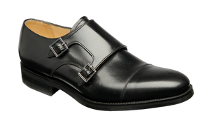 Barker Tunstall Buckle-Monk Shoe  - Black Calf (Rubber Sole)