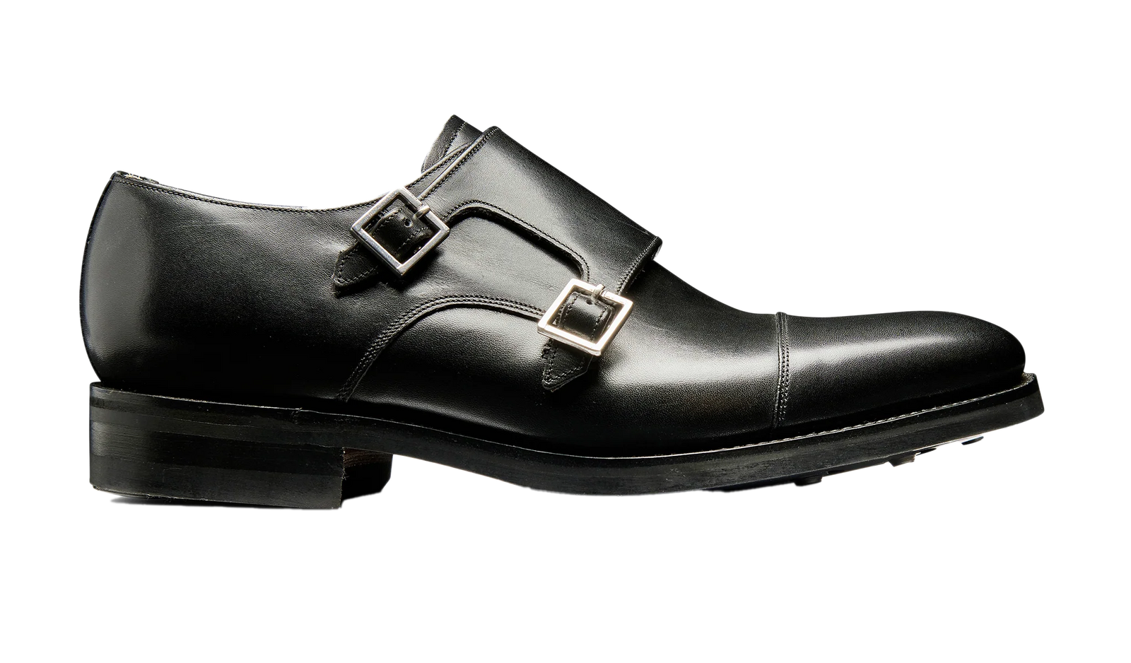Barker Tunstall Buckle-Monk Shoe  - Black Calf (Rubber Sole)
