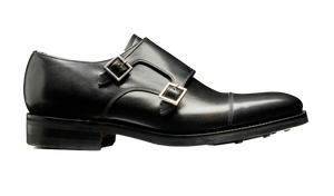 Barker Tunstall Buckle-Monk Shoe  - Black Calf (Rubber Sole)