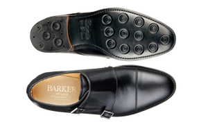 Barker Tunstall Buckle-Monk Shoe  - Black Calf (Rubber Sole)