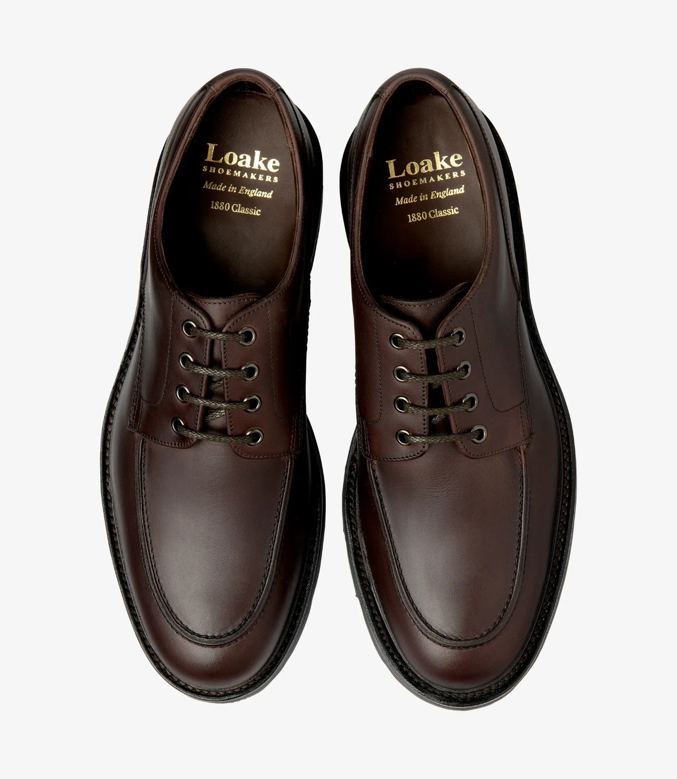 LOAKE Mowbury Apron Derby - Dark Brown Waxy