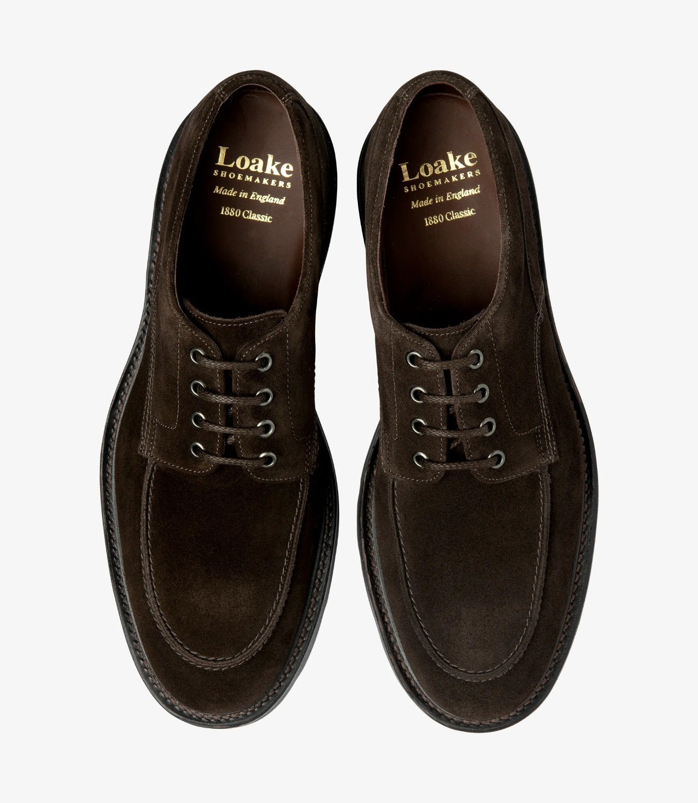 LOAKE Mowbury Apron Derby - Dark Brown Suede