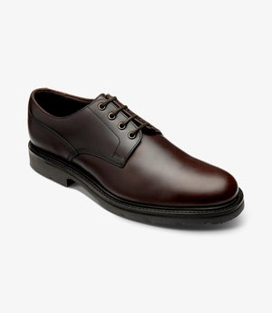 LOAKE Ryde Plain Derby - Dark Brown Waxy