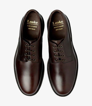 LOAKE Ryde Plain Derby - Dark Brown Waxy