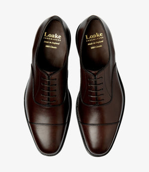 LOAKE Aldwych calf oxford shoe - Dark Brown Grain (F)