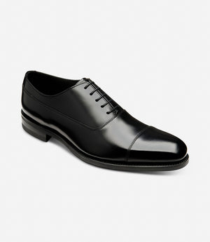 LOAKE Truman Toe Cap Shoe - Black Leather Calf