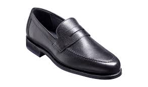 Barker Jevington Suede Loafer Shoes- Black grain Rubber Sole