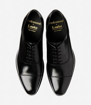 LOAKE Truman Toe Cap Shoe - Black Leather Calf