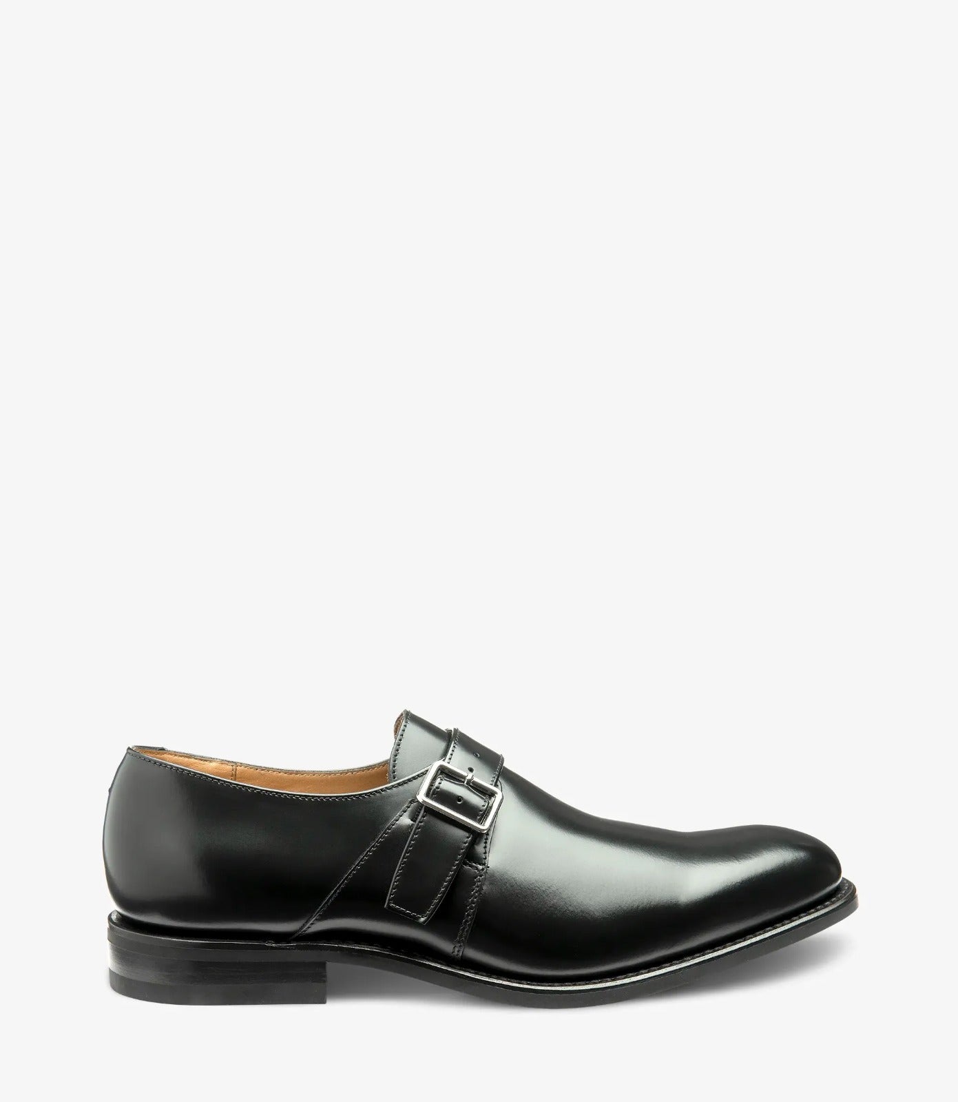 LOAKE 357 Monk Shoe (G Wide) - Black Leather Calf
