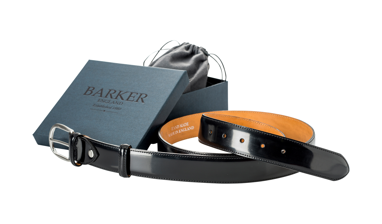 Barker Plain Belt - Black Patent