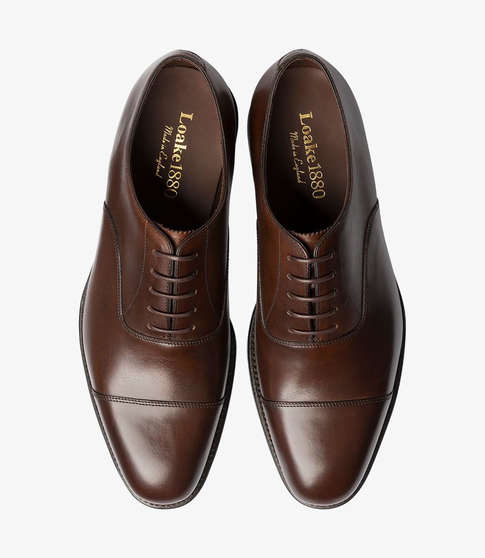 LOAKE Aldwych Oxford Shoe - Dark Brown Calf (F - fitting)