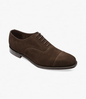 LOAKE Aldwych calf oxford shoe - Dark Brown Suede - Angle View