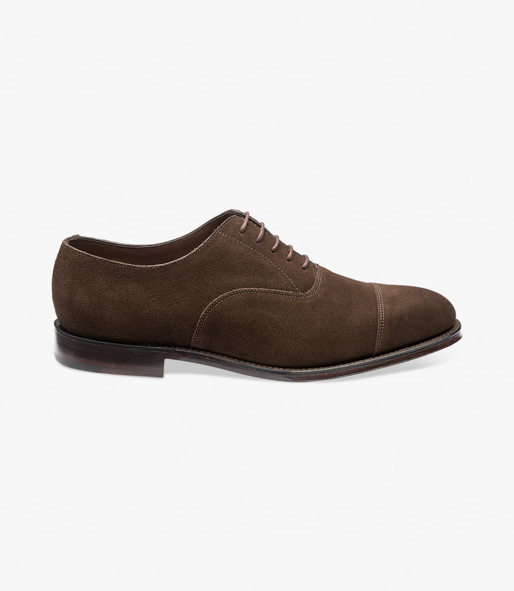 LOAKE Aldwych calf oxford shoe - Dark Brown Suede - Angle View