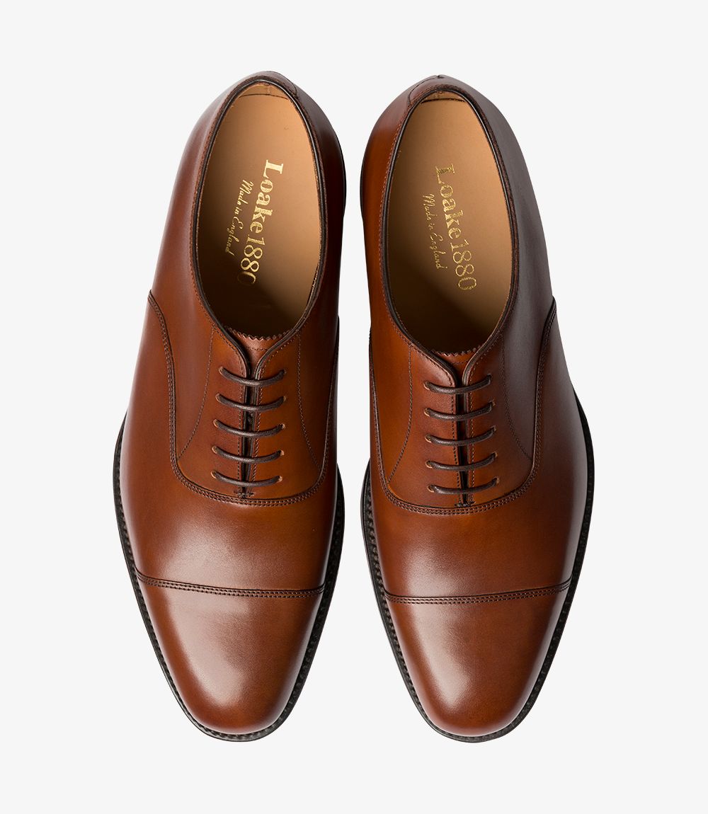 LOAKE Aldwych calf oxford shoe - Mahogany - Side View
