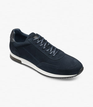 LOAKE  Bannister - Leather Sneakers - Navy Suede- Angle View
