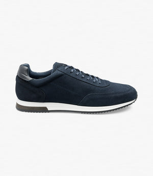 LOAKE  Bannister - Leather Sneakers - Navy Suede- Side View