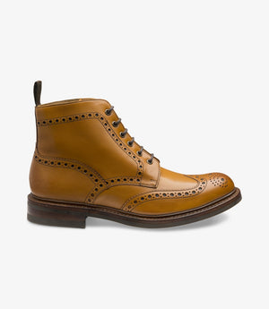 LOAKE Bedale Brogue Boot - Tan - Side View