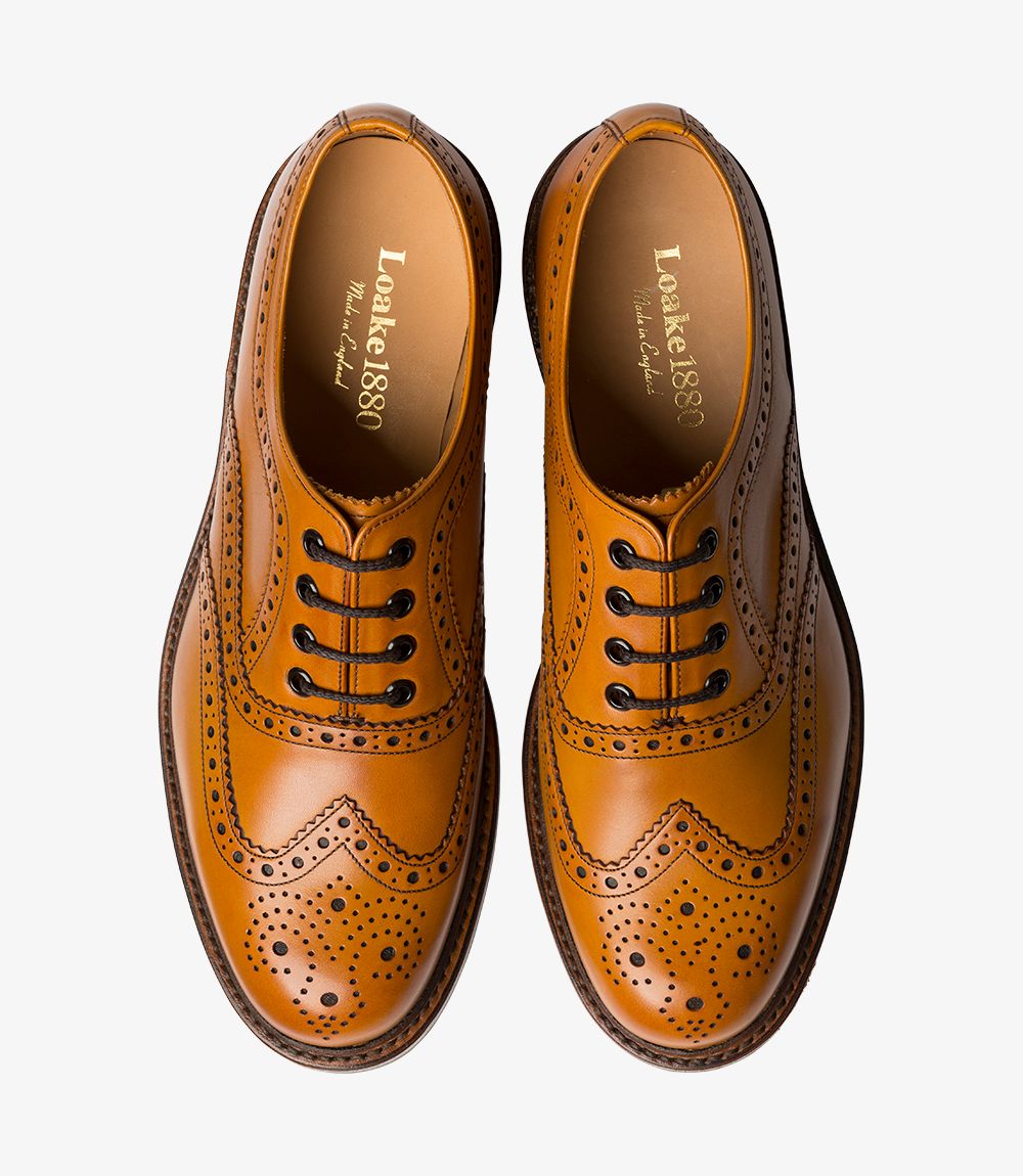 LOAKE Edward Brogue Shoe - Tan - Side View