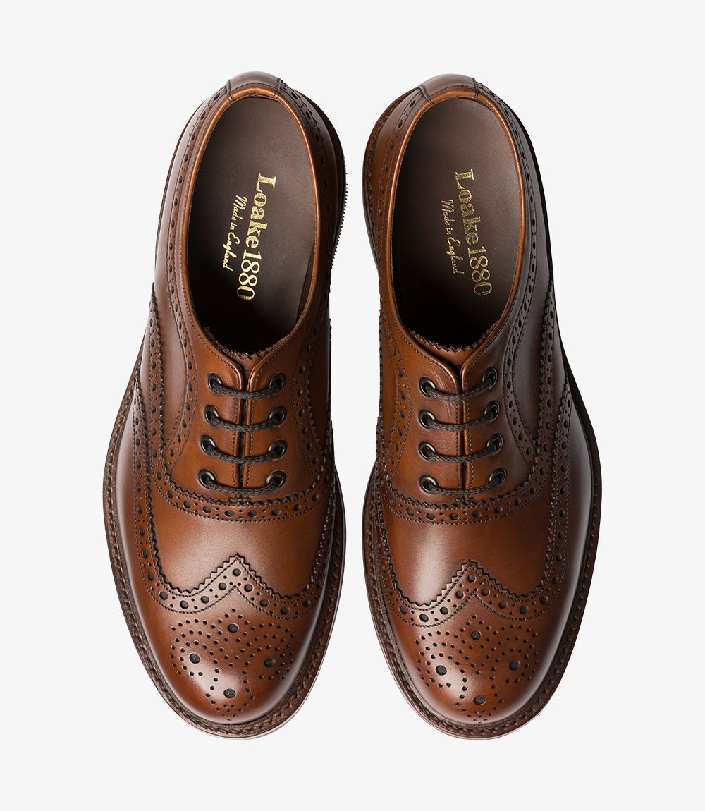 LOAKE Edward Premium Country Brogue Shoe- Dark Brown Calf leather - Ninostyle