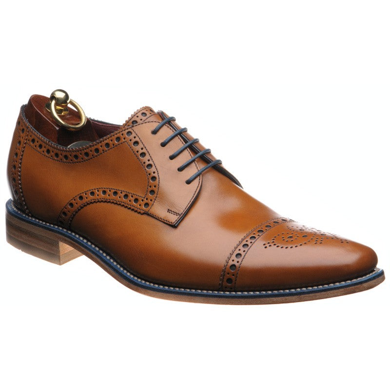 LOAKE Foley Stylish Brogue Derby Shoes - Tan - Angle View
