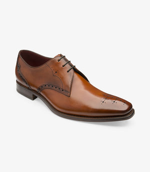 LOAKE Hannibal Derby Brogue shoe - Chestnut Calf - Angle View
