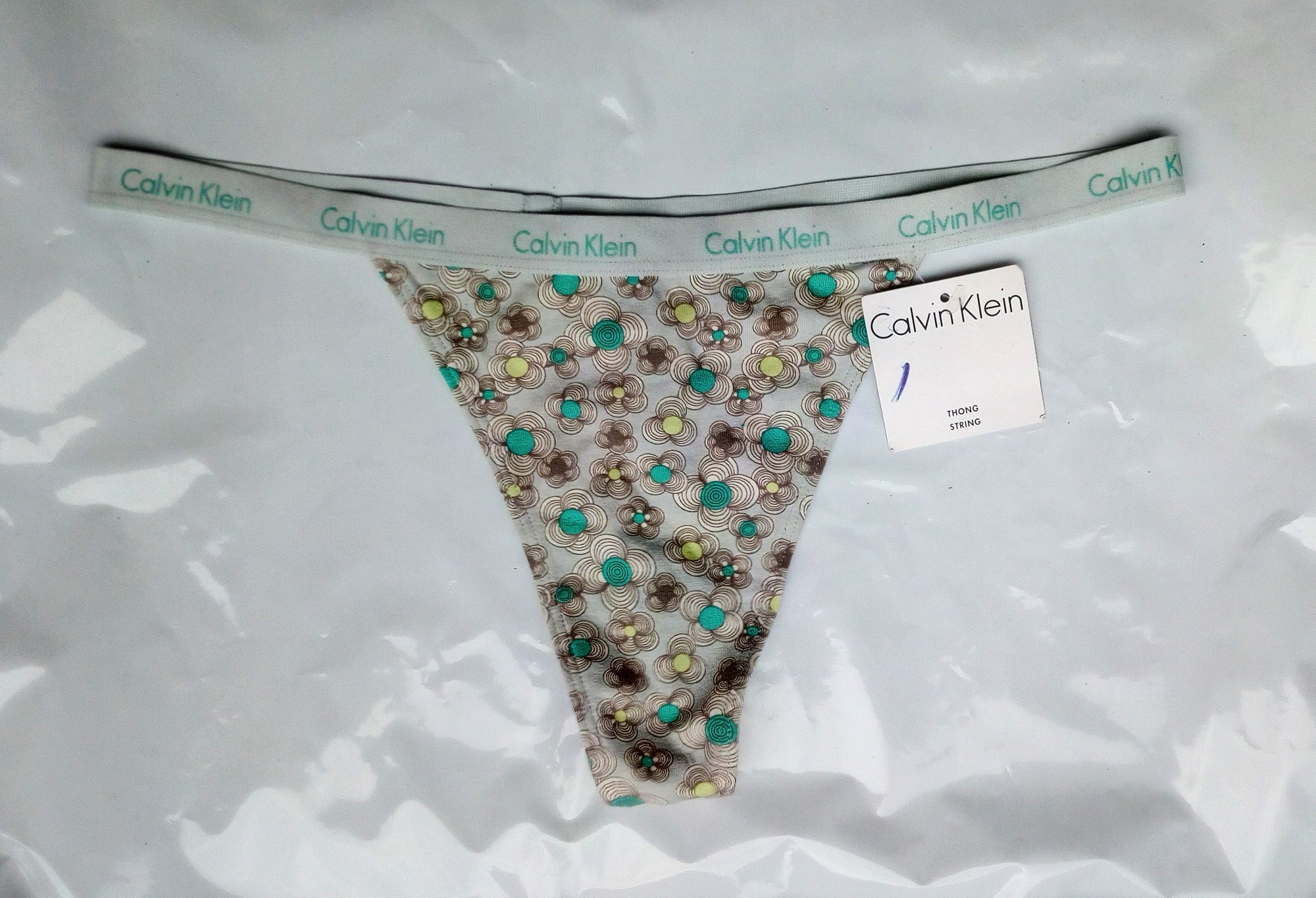 Sexy Patterned Thong Underpants - By CK - Mint Green