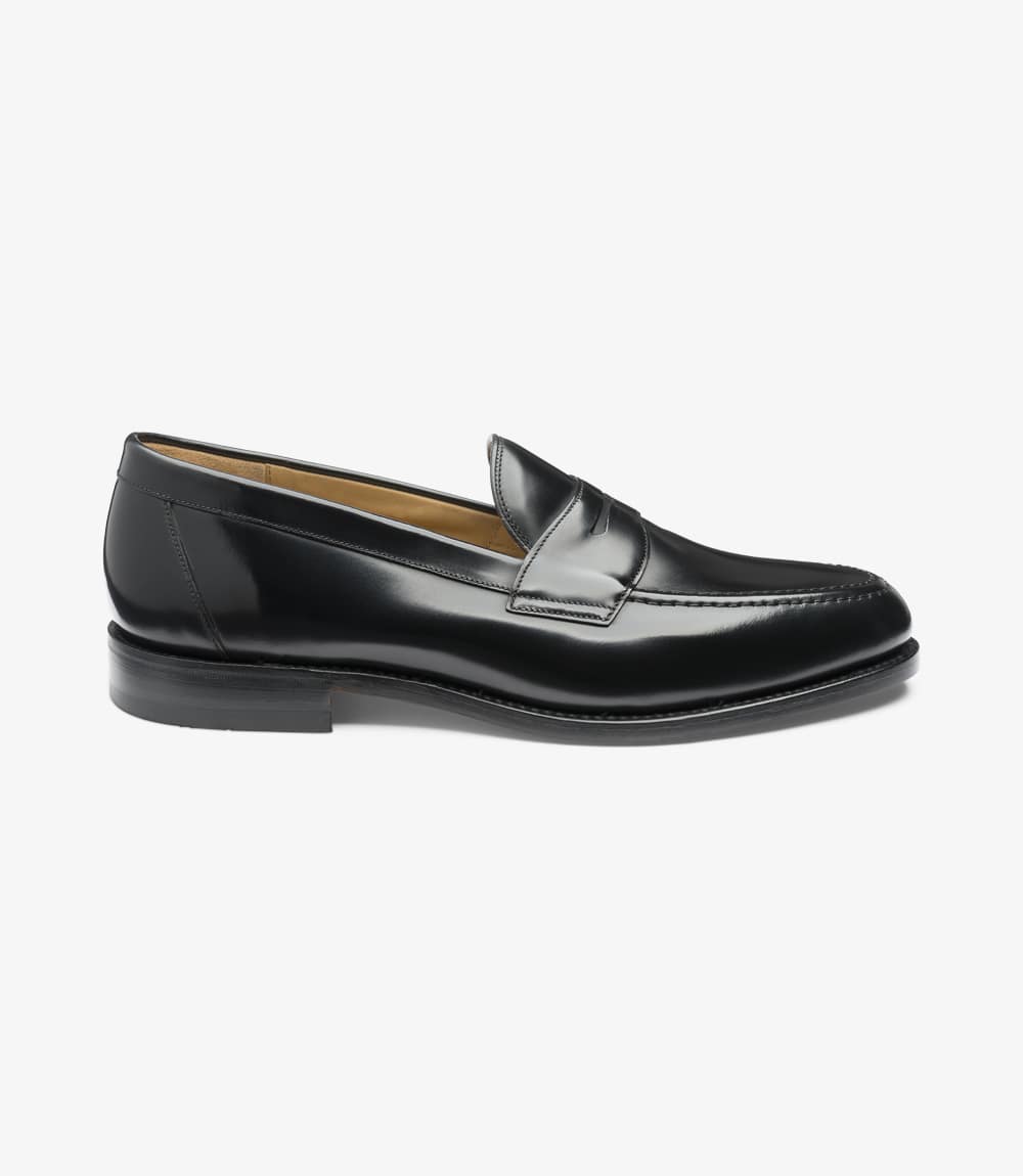LOAKE Imperial Loafer - Black Polished Calf -Angle View