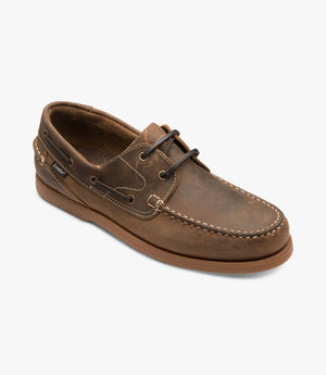 LOAKE Lymington -  Lace up boat shoe- Brown Waxy Leather