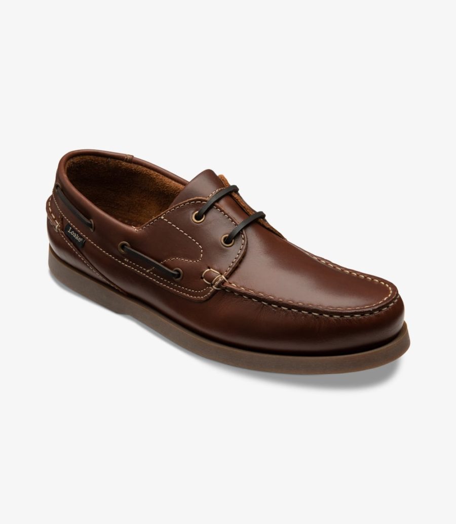 LOAKE Lymington -  Lace up maccasin shoe - Brown waxy leather