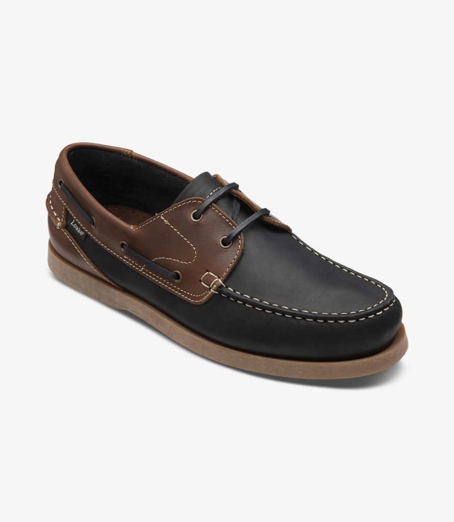 LOAKE Lymington -  Lace up moccasin shoe - Navy/Brown Nubuck