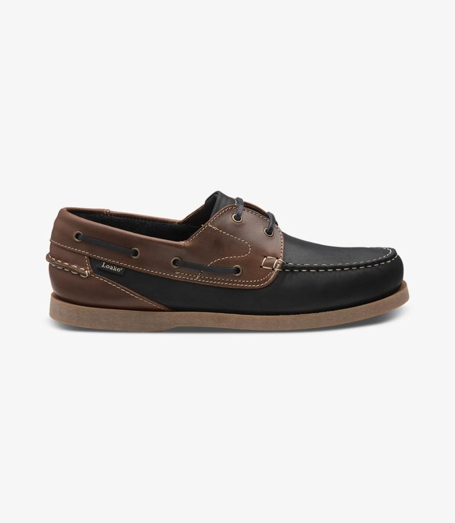 LOAKE Lymington -  Lace up moccasin shoe - Navy/Brown Nubuck