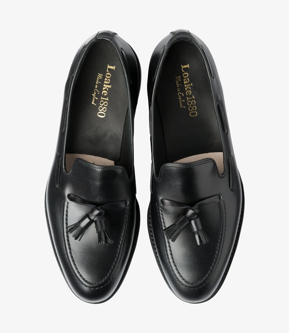 LOAKE - Russell Tasselled Loafers Calf Shoe - Black - Ninostyle