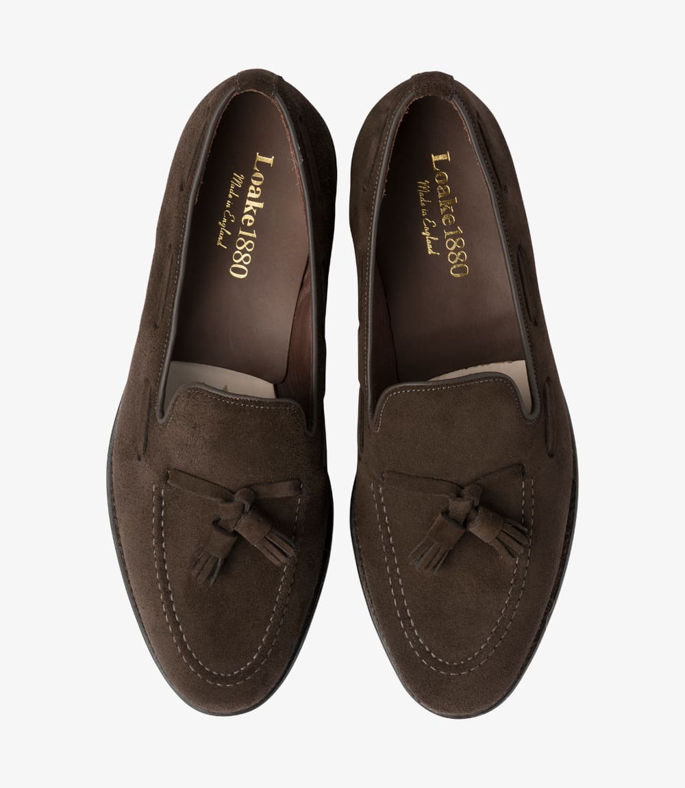 LOAKE - Russell Tasselled Loafers Suede Shoe - Dark Brown - Ninostyle