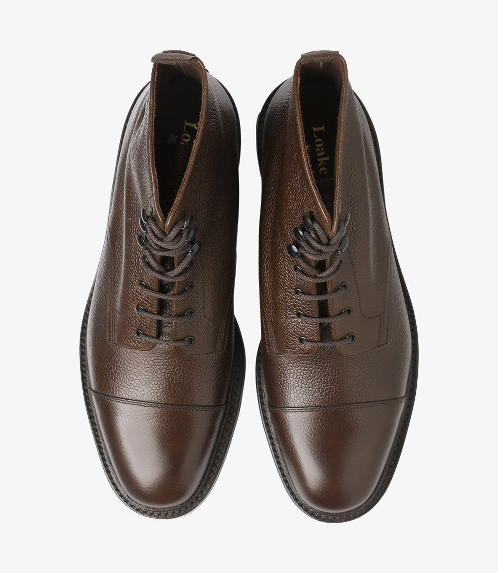 LOAKE - Sedbergh Premium Calf Grain Boot - Dark Brown - Side View