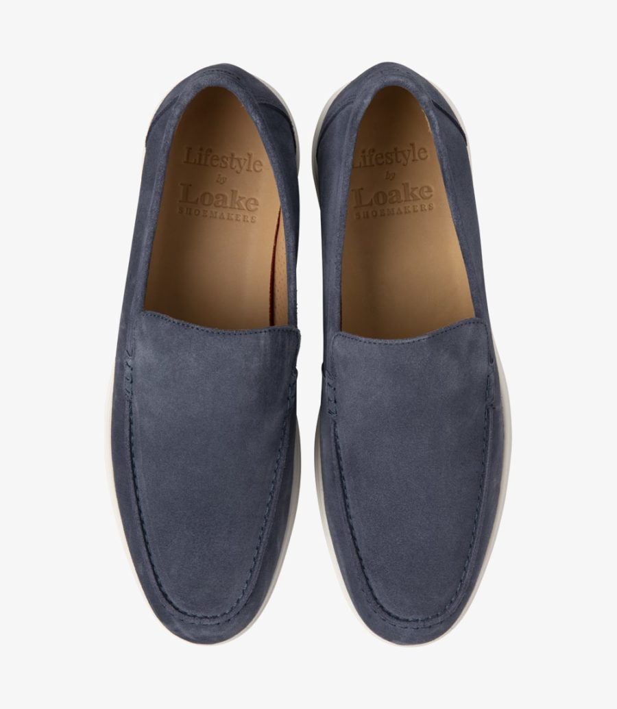 LOAKE Tuscany Suede Loafers - Light Blue