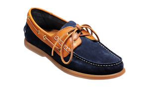 Barker Wallis Moccasin Shoe - Navy Suede/Cedar